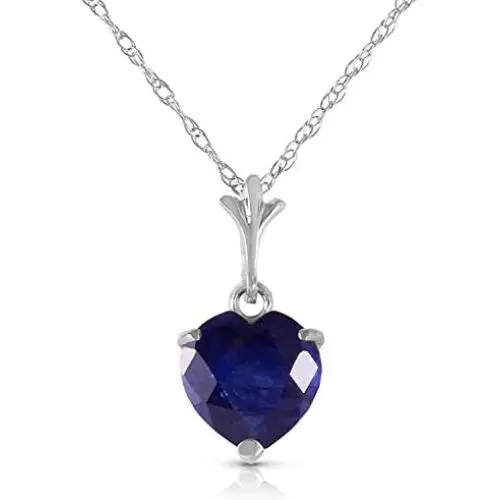 Galaxy Gold 14k 16'' Solid White Gold Heart-shaped Natural 1.55 Carat Sapphire Pendant Necklace Galaxy Gold 14k 16'' Solid White Gold Heart-shaped Natural 1.55 Carat Sapphire Pendant Necklace