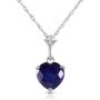 Galaxy Gold 14k 16'' Solid White Gold Heart-shaped Natural 1.55 Carat Sapphire Pendant Necklace