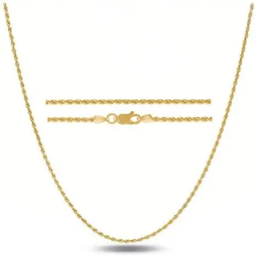 Orabelle Jewelers Sterling Silver .925 Italian Diamond Cut Rope Chain 1.2MM 16''-24'', 925 Sterling Silver Braided Twist Necklace, 14K Gold Over Sterling Silver Rope Chain Necklace