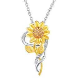 Sunflower Necklace Anklet bracelet Earrings Ring - S925 Sterling Silver Jewelry Heart Pendant For Women Girls You Are My Sunshine