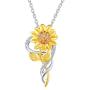 Sunflower Necklace Anklet bracelet Earrings Ring - S925 Sterling Silver Jewelry Heart Pendant For Women Girls You Are My Sunshine