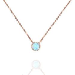 PAVOI 14K Gold Plated Round Created Opal Necklace | Opal Necklaces for Women