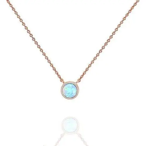 PAVOI 14K Gold Plated Round Created Opal Necklace | Opal Necklaces for Women PAVOI 14K Gold Plated Round Created Opal Necklace | Opal Necklaces for Women
