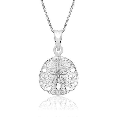 Honolulu Jewelry Company Sterling Silver Sand Dollar Necklace Pendant with 18'' Box Chain