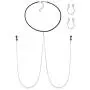 LAURITAMI Fake Nipple Ring with Choker Necklaces Stainless Steel Nipple Rings Chain Punk Chokers for Women Nipple Barbell Piercing Jewelry