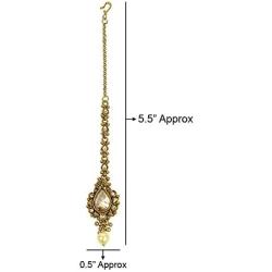 MUCH-MORE Sleek Design Gold Plated Maang Tikka for Girls & Kids & Women