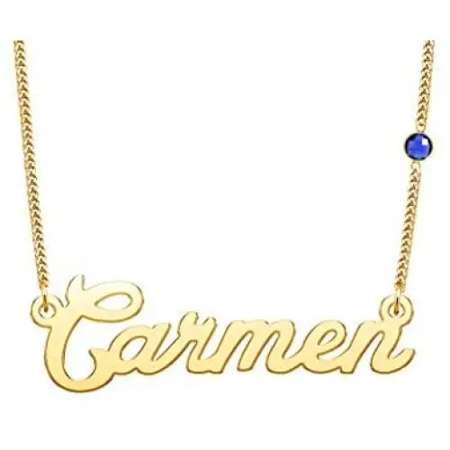 LuxglitterLin Personalized Name Necklace Made with Swarovski Birthstone Initial 18k Gold Plated Stainless Steel Jewelry 2mm Cuban Link Chain for Women LuxglitterLin Personalized Name Necklace Made with Swarovski Birthstone Initial 18k Gold Plated Stainless Steel Jewelry 2mm Cuban Link Chain for Women