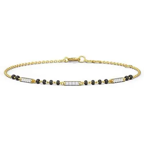CaratLane Latika Mangalsutra Diamond Bracelets for Women 0.05 Carat (IJ-Color, SI-Clarity) in 14 K Yellow Gold with Jewelry Gift Box CaratLane Latika Mangalsutra Diamond Bracelets for Women 0.05 Carat (IJ-Color, SI-Clarity) in 14 K Yellow Gold with Jewelry Gift Box
