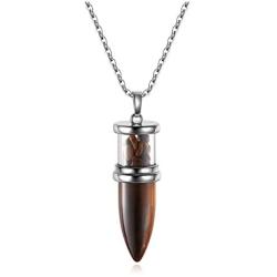 Top Plaza Healing Crystal Tiger Eye Stone Point Pendant Necklace Natural Gemstones Necklaces Yoga Meditation Reiki Quartz Jewelry for Womens Mens