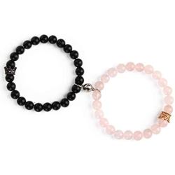 Magnetic Couple Bracelets King&Queen Crown Couple Bracelets His and Her Friendship 8mm Beads Bracelet