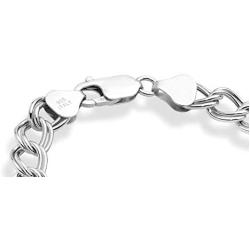 Miabella 925 Sterling Silver Italian 6mm, 7.5mm Double Curb Link Chain Bracelet for Women Men, 6.5, 7, 7.5, 8 Inch Charm Bracelet Made in Italy