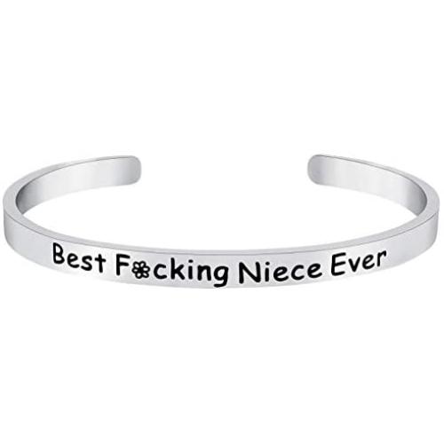 Funny Niece Bracelet Gifts from Aunt or Uncle Bracelet, Best Niece Ever Jewelry Gift, Niece Quote Cuff Bracelet, I love My Niece Gifts for Teens and Women