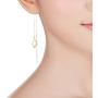 Mothers Day Gifts FANCIME 14K Real Solid Yellow Gold Threader Earrings Geometric with Natural Round Cut Diamonds Dainty Long Drop Earrings Fine Jewelry for Women