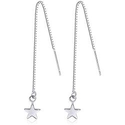 Sterling Silver Threader Tassel Earrings Star Drop Dangle Long Charm Earrings A Pair