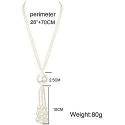 KOSMOS-LI Faux Pearl Strands Necklace for Women Colored Costume Statement Jewelry