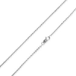 Sea of Ice Sterling Silver 2mm Sparkle Paillette Chain Necklace for Women, Size 14'' - 36'' Italy