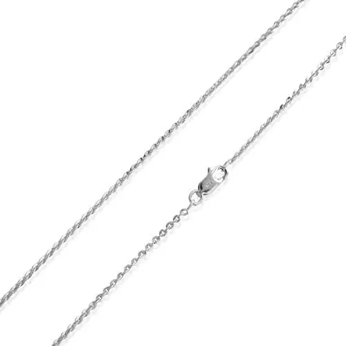 Sea of Ice Sterling Silver 2mm Sparkle Paillette Chain Necklace for Women, Size 14'' - 36'' Italy