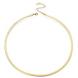 ASELFAD 18K Real Gold Plated Dainty Herringbone Necklace Thin Flat Snake Chain Choker Necklace Fashion Simple Gold Chain Necklaces for Women Girls