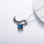 AOBOCO Urn Necklace for Ashes Sterling Silver Crescent Moon Pendant Cremation Memorial Keepsake Pendant with Blue Heart Crystal
