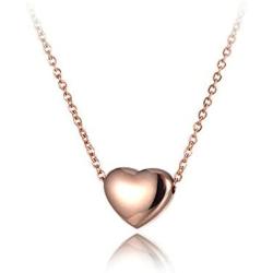 lokaerlry Stainless Steel Love 3D Solid Floating Heart Pendant Necklaces Jewelry Rose Gold Link Chain Wedding Necklace for Women