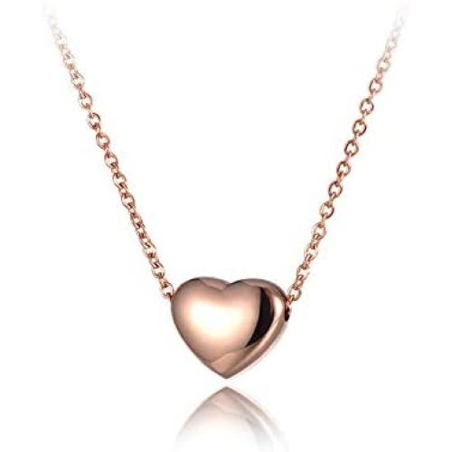 lokaerlry Stainless Steel Love 3D Solid Floating Heart Pendant Necklaces Jewelry Rose Gold Link Chain Wedding Necklace for Women