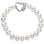 Pearl Bracelets Freshwater Cultured White Pearl Bracelet for Women Sterling Silver Heart Clasp Pearl Jewelry Gift for Girls Daughter Bridesmaid 7.1 Inches 6-7mm/7-8mm/8-9mm/9-10mm/10-11mm