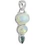 YoTreasure 1.65'' Rainbow Moonstone Blue Topaz 925 Sterling Silver Chain Pendant