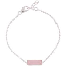 NOVICA Rose Quartz .925 Sterling Silver Pendant Bracelet,7.25'', Elegant Prism