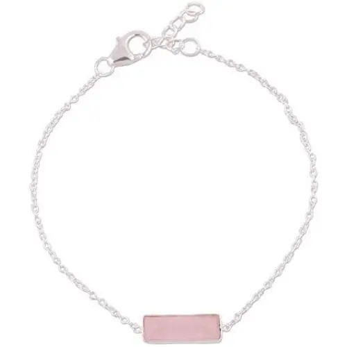 NOVICA Rose Quartz .925 Sterling Silver Pendant Bracelet,7.25'', Elegant Prism NOVICA Rose Quartz .925 Sterling Silver Pendant Bracelet,7.25'', Elegant Prism