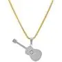 Magna Steel Mens Stainless Steel Acoustic Guitar Music Charm Pendant Necklace with 24'' Rolo Chain Magna Steel Mens Stainless Steel Acoustic Guitar Music Charm Pendant Necklace with 24'' Rolo Chain