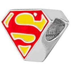 DC Comics Sterling Silver Superman Logo Charm Bead
