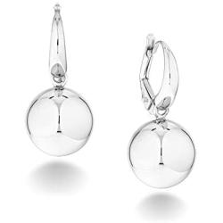 Miabella 925 Sterling Silver Italian High Polished Round Bead Ball Dangle Leverback Earrings for Women 12mm, 14mm Made in Italy