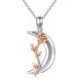 Anniversary Necklace Gifts Sterling Silver Crescent Moon Pendant Rose Flower with Pink Crystal Birthday Christmas Jewelry Gifts for Wife/Girlfriend/Mom Anniversary Necklace Gifts Sterling Silver Crescent Moon Pendant Rose Flower with Pink Crystal Birthday Christmas Jewelry Gifts for Wife/Girlfriend/Mom