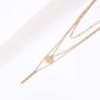Layered Choker Necklace,18K Gold Plated Stainless Steel Cubic Zirconia Triangle Geometric Pendant Necklace Coin Disc Bar Pendant Beaded Chain Layer Necklace for Women Girls