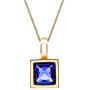 18K Gold Plated 925 Sterling Silver Womens Necklace. Blue Square.