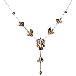 Faship Gorgeous Rhinestone Floral Crystal Necklace Earrings Set