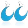 Exaggerated Big Punk Night Club Personality Black & Mirror Surface Silver Acrylic Moon Earrrings Dangle Drop Women Jewelry