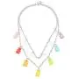 Multilayer Colorful Gummy Bear Pendant Necklace Transparent Resin Cute Cartoon Bear Star Beaded Metal Necklace for Girls Women Jewelry