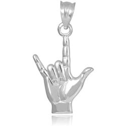 925 Sterling Silver I Love You Hand Sign Language Charm Pendant