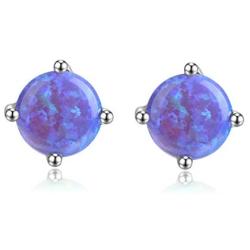 Candyfancy 20G Opal Stud Earrings Surgical Steel Pierced Earrings Double Lobe Earrings for Women Men