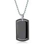 Bling Jewelry Personalized Engrave Hip Hop CZ Accent Military Army Black Dog Tag Pendant Necklace for Men Stainless Steel with Chain