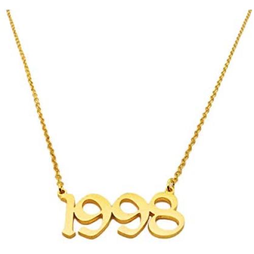 Stainless Steel Birth Year Necklace,Gold Birthday Necklace Number Necklace Jewelry for Women Teen Girls Birthday Gifts