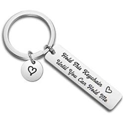 MAOFAED Long Distance Boyfriend Gift Deployment Gift Sheriff Deputy Gift Firefighter Gift Hold This Keychain Until You Can Hold Me LDR Keychain