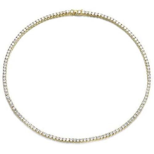 NYC Sterling Womens Magnificent 3mm Round Cubic Zirconia Tennis Necklace
