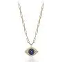 Anela Evil Eye Necklace with 14kt Gold Filled Paper Clip Chain, Cubic Zirconia Stones, Layering Necklace for Women, Hand Made in USA Anela Evil Eye Necklace with 14kt Gold Filled Paper Clip Chain, Cubic Zirconia Stones, Layering Necklace for Women, Hand Made in USA