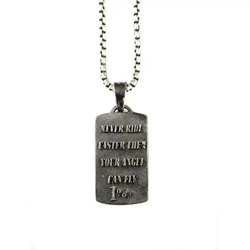 Ezi Zino Designs 1% er Pendant Sterling Silver Outlaw Never Ride Faster Than Your Angel Can Fly