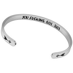 Keep Going You Got Bracelet Inspirational Cuff Bangle Personalized Hidden Message Bracelet Stainless Steel Engraved Mantra Motivational Encouragement Gifts