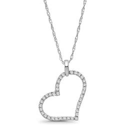 Sterling Silver Diamond Heart Pendant Necklace (1/6 cttw, I-J Color, I2-I3 Clarity), 18''