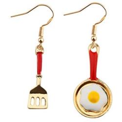 MAOFAED Kitchen Tableware Earring Tiny Spatula Fried Egg Earring Funny Kitchen Tools Earring Gift for Mother Girlfriend