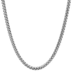 Sterling Silver 2.5MM-5MM Solid Franco Chain Necklace, Square Box Link Chain, Rhodium Necklace, Sterling Silver Necklace 18-30